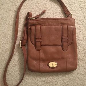 Tan Fossil crossbody bag